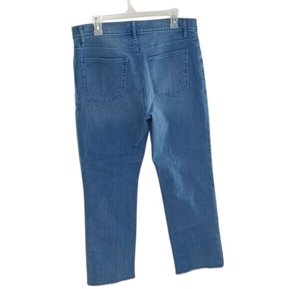 Ann Taylor Jeans Blue Denim Cropped Stretch Raw Hem Womens Size 10 - Picture 5 of 7
